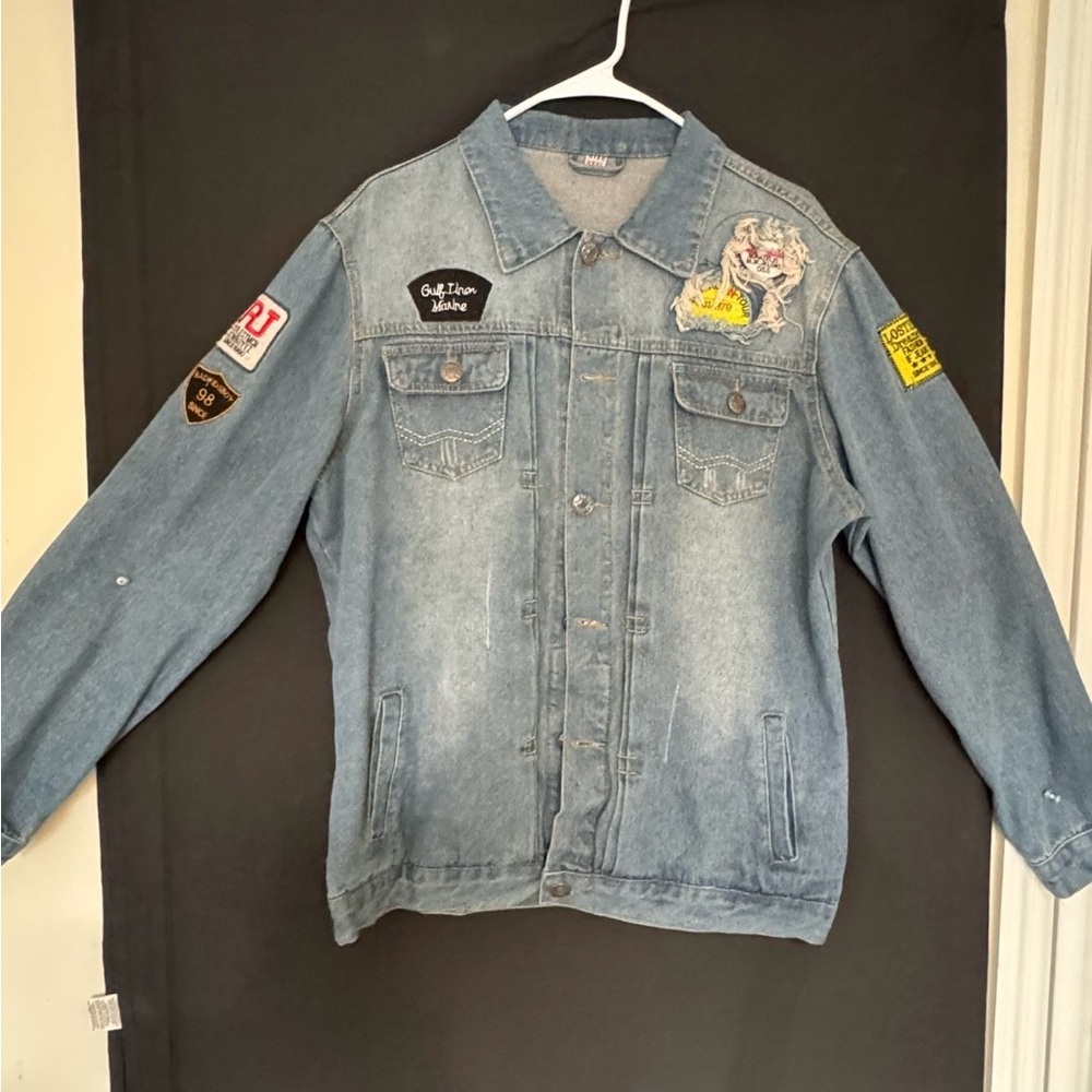 Men's Retro Denim Cotton Jean Jacket Coat Casual Outwear Blue Vintage